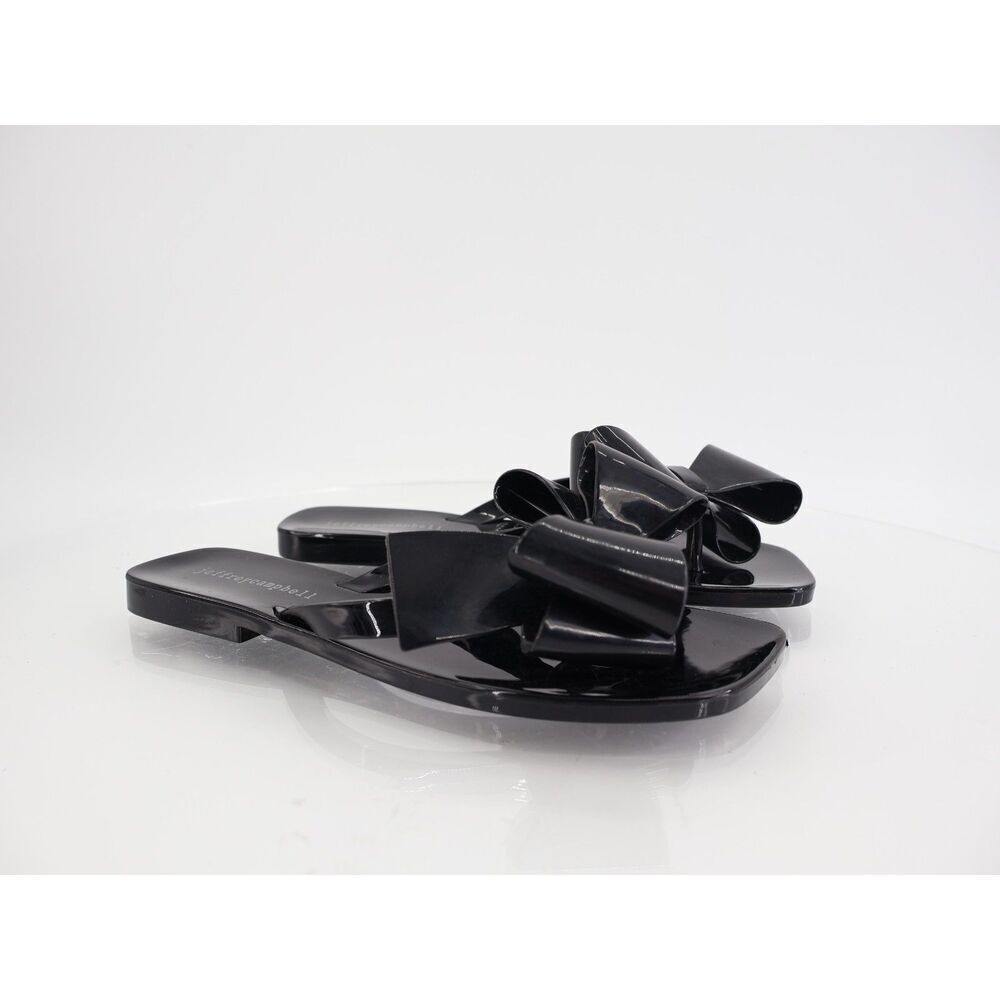 Jeffrey Campbell Sugary Jelly Bow Thong Sandals Black Size 6 Slide Slip On Flat